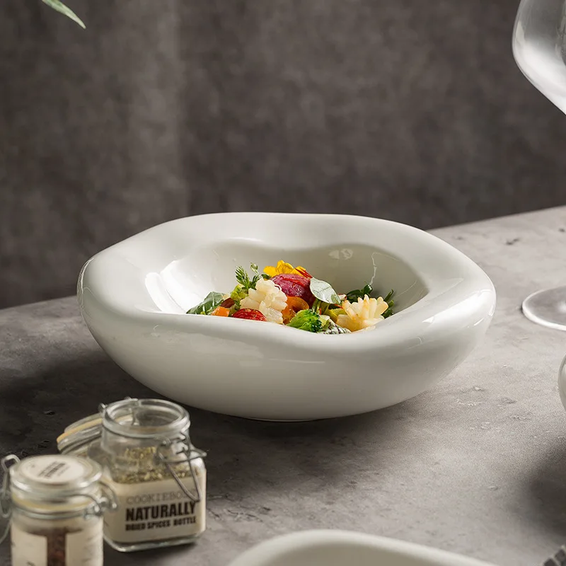 Creative irregular plate ceramic soup home deep dish plate underglaze color hotel tableware plate