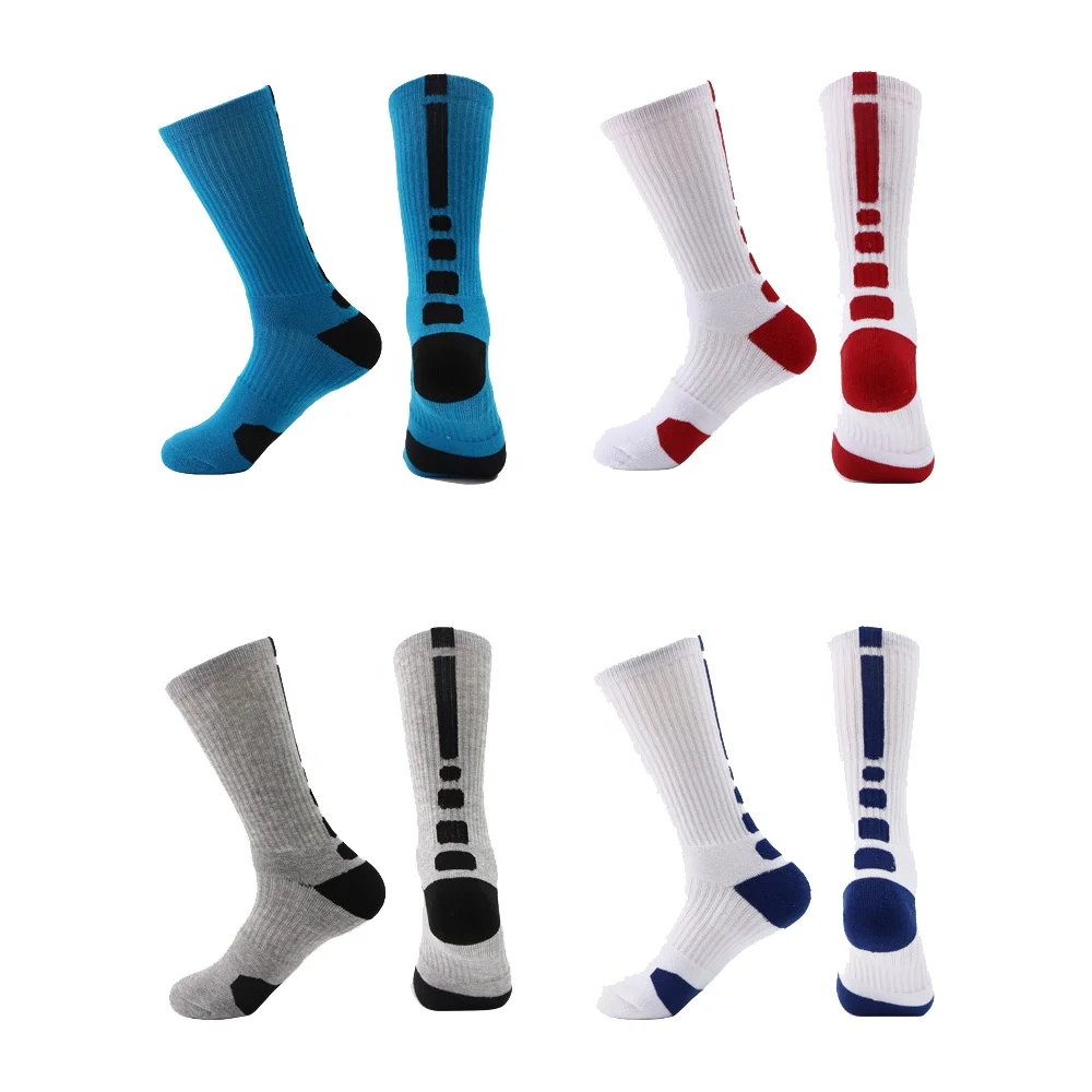 Custom logo boys men athletic tennis basketball socks performance cushion crew socks for sports