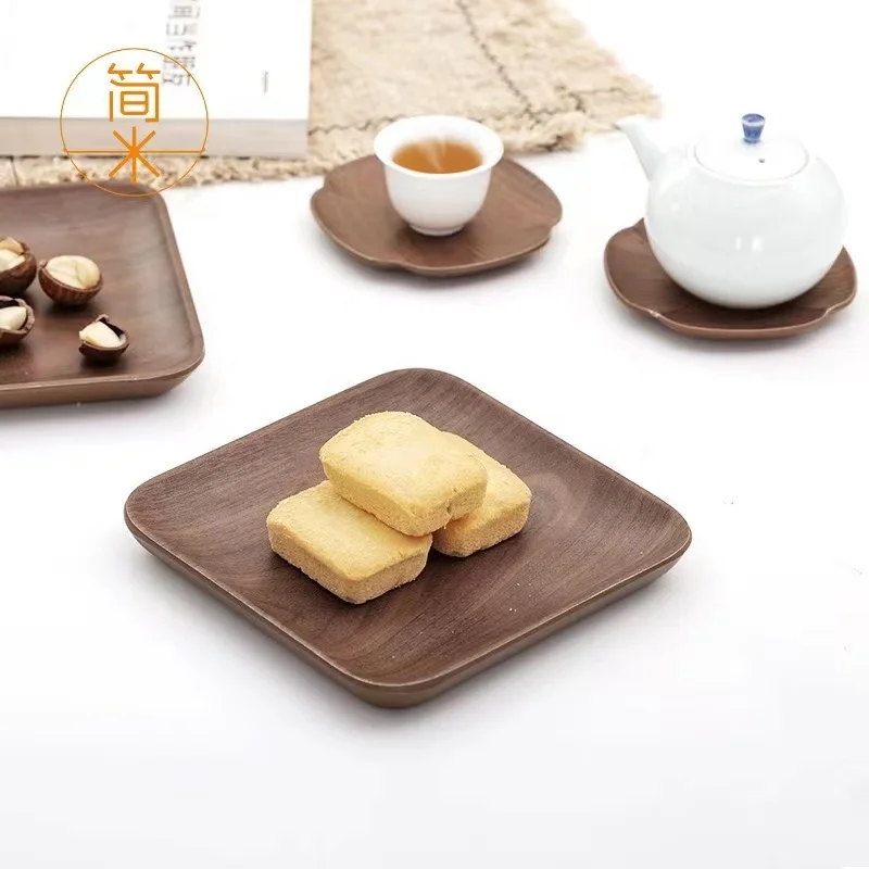 New household snack cake dessert plate unbreakable plastic square dinner plate tray set