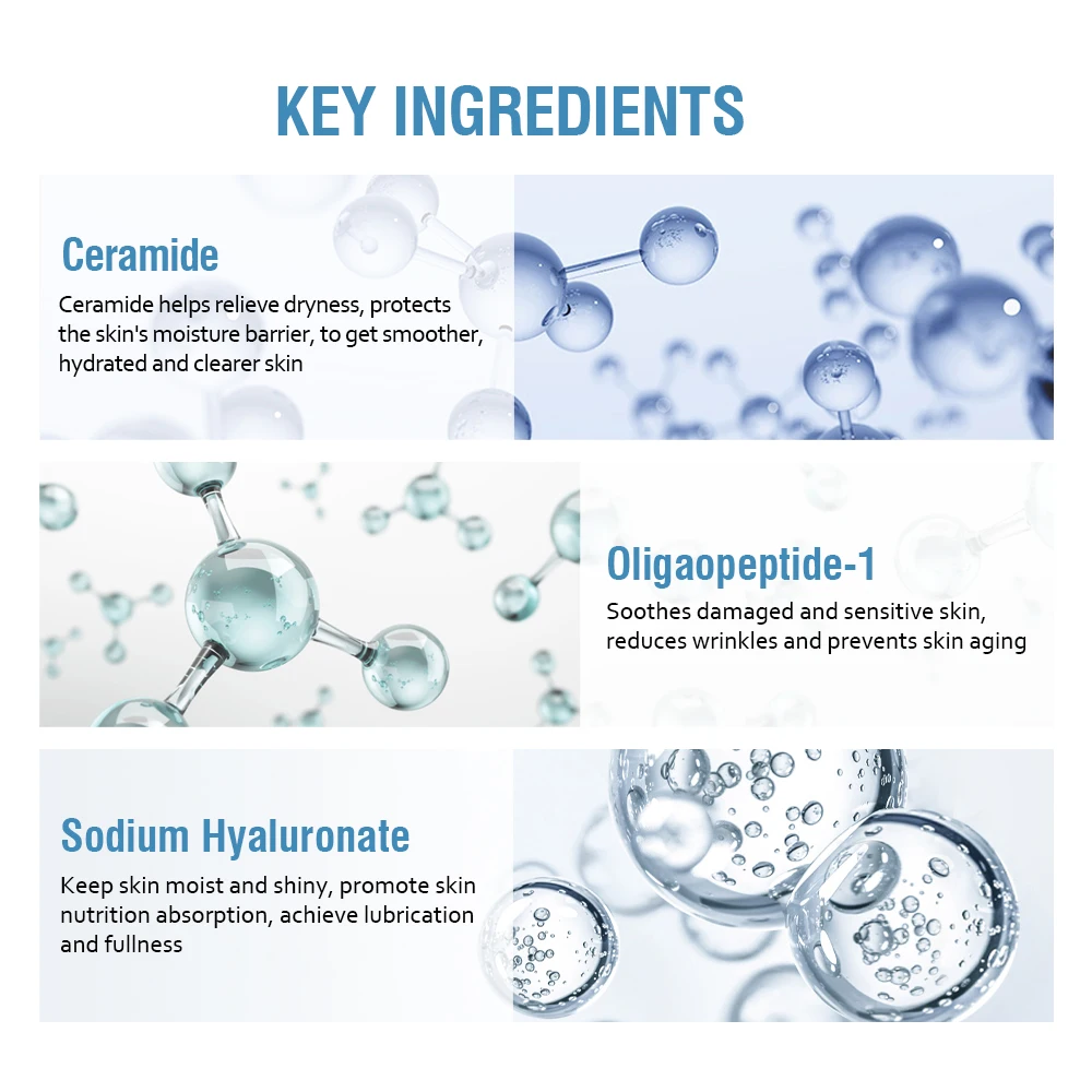 Kangrong ODM OEM Skin Care Face Care Oligopeptide-1 Sodium Hyaluronate Smoothing Hydrating Ceramide Repairing Serum