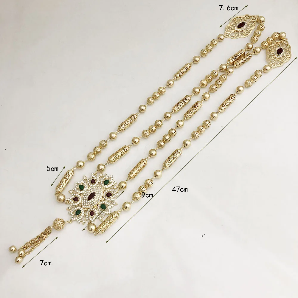 2020 Moroccan Wedding Dress Horse-eye Crystal Morocco Bride Breast And Shoulder Back Tassels Necklace Accessories Big Size