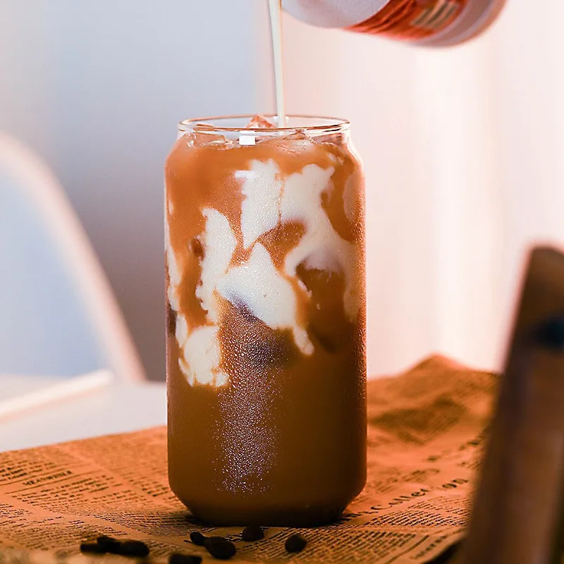Производитель 16 унций оптовая продажа 4 комплекта Лидер продаж банки с высокой боросиликатной колой прозрачные матовые пивные чашки для молока