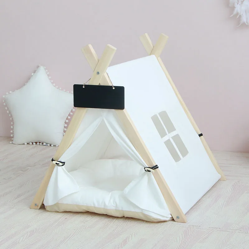 Wholesale Pet Teepee Dog Canvas Cat Bed Portable Dog Teepee Tents Washable Pet Houses