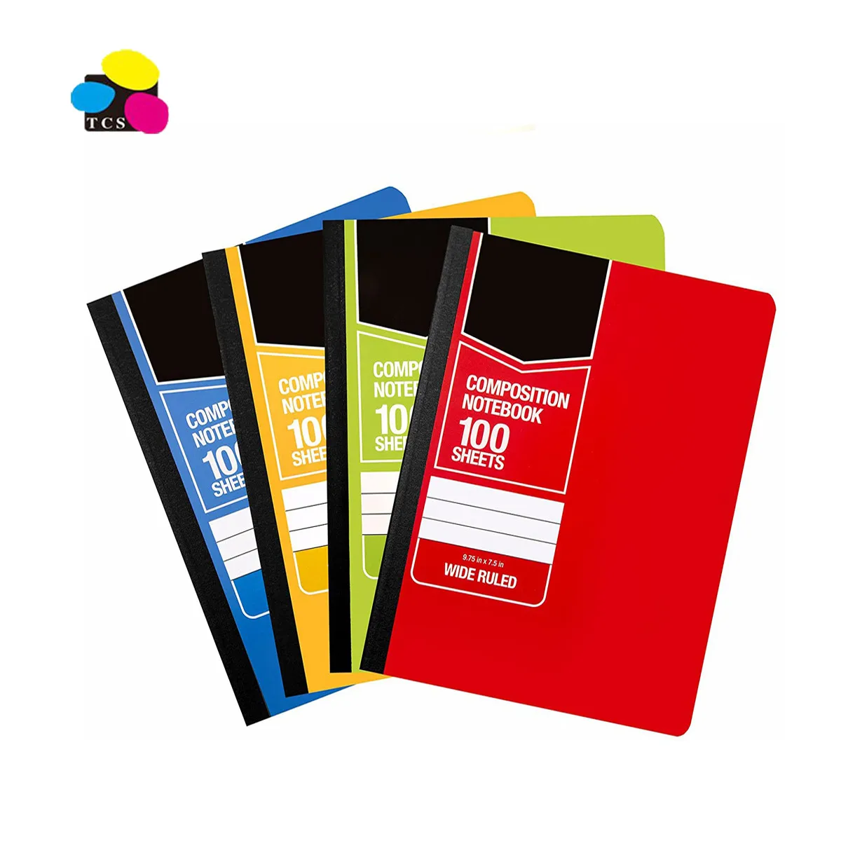 
Chinese High Quality Supplier 7.5x9.8' 100 Sheet 4-Pack Wide Ruled Assorted Solid Black Composition Notebook 