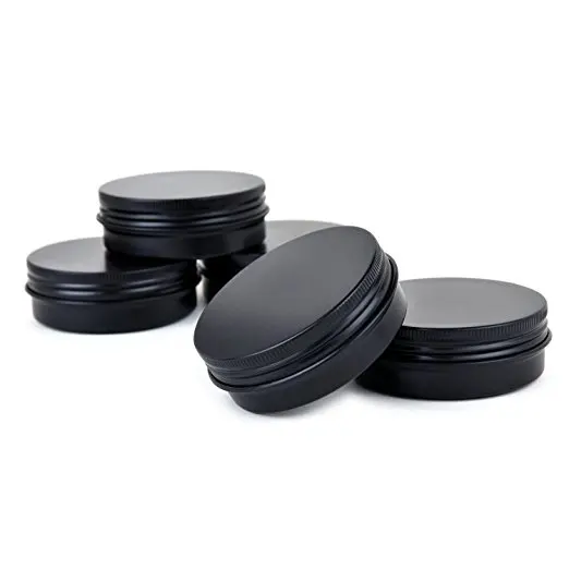 Black Matte Aluminum Jar 15ML 20ML 25ML Round Empty Matte Black Aluminum Tin Cans