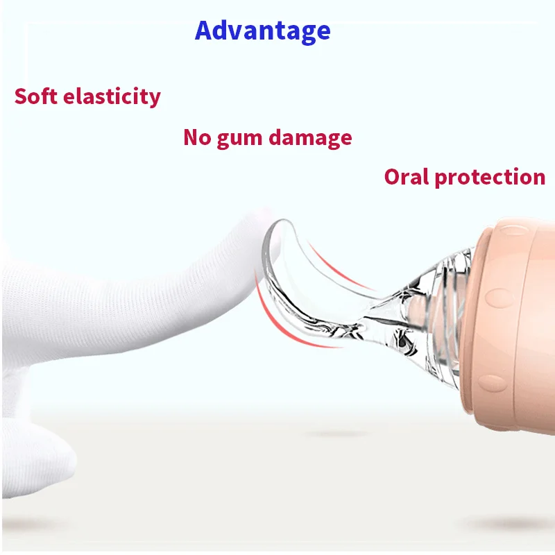 Silica gel rice paste bottle baby silicone spoon mother infant feeding food milk separator extrusion silicone baby bottle spoon