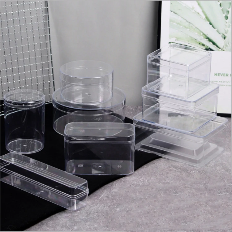 Wholesale Custom Size Transparent Round Square Dessert Clear Hard Plastic Cookie Box With Lid