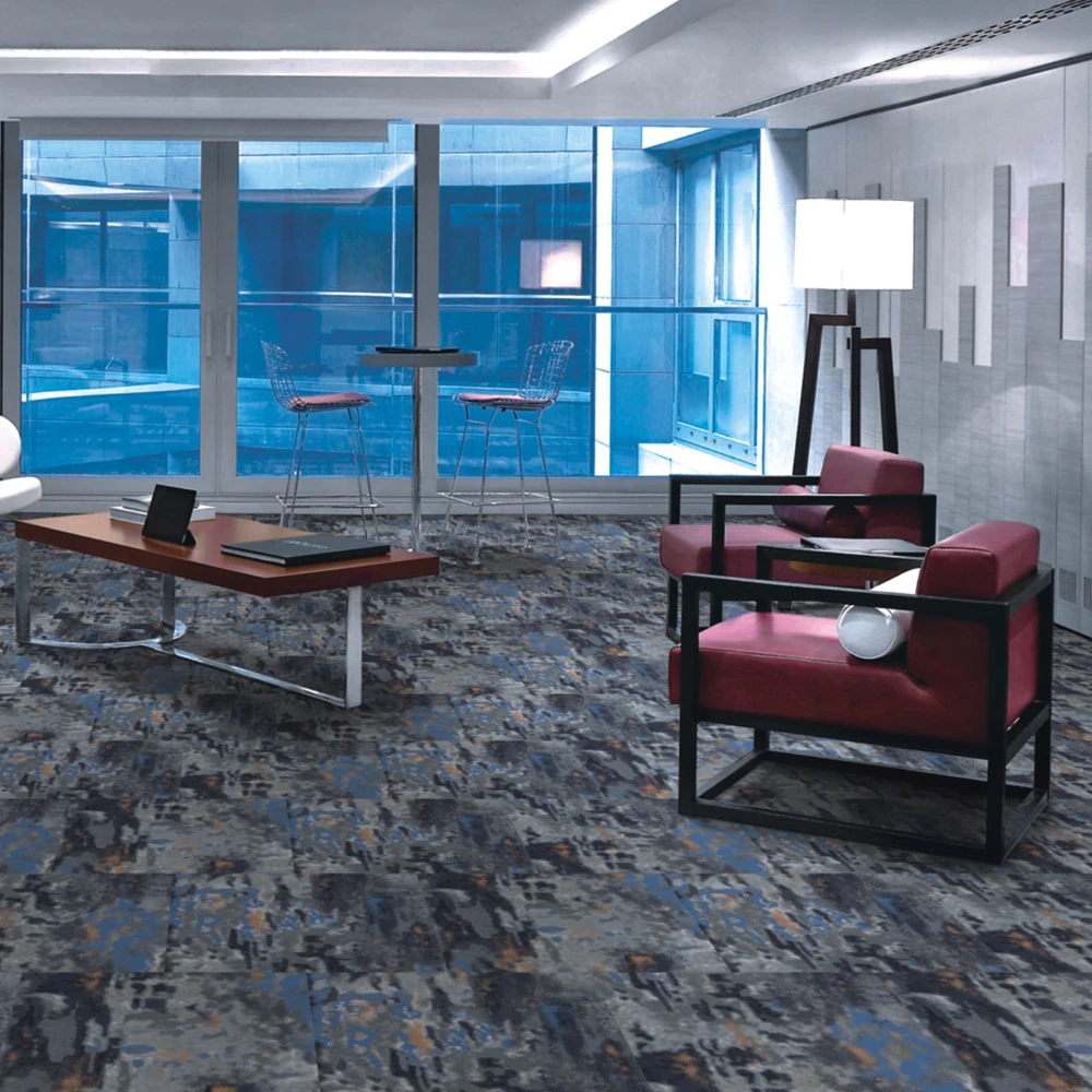 Hot selling Plain Office Carpet Tiles Eco-friendly Puzzle PE Backed Carpet Tiles For Movie House