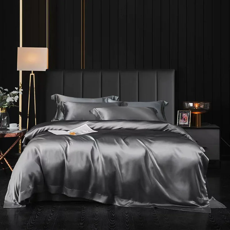 Высококачественная наволочка, пододеяльник, простыня из чистого шелка, роскошный комплект постельного белья из 100% шелка тутового шелкопряда