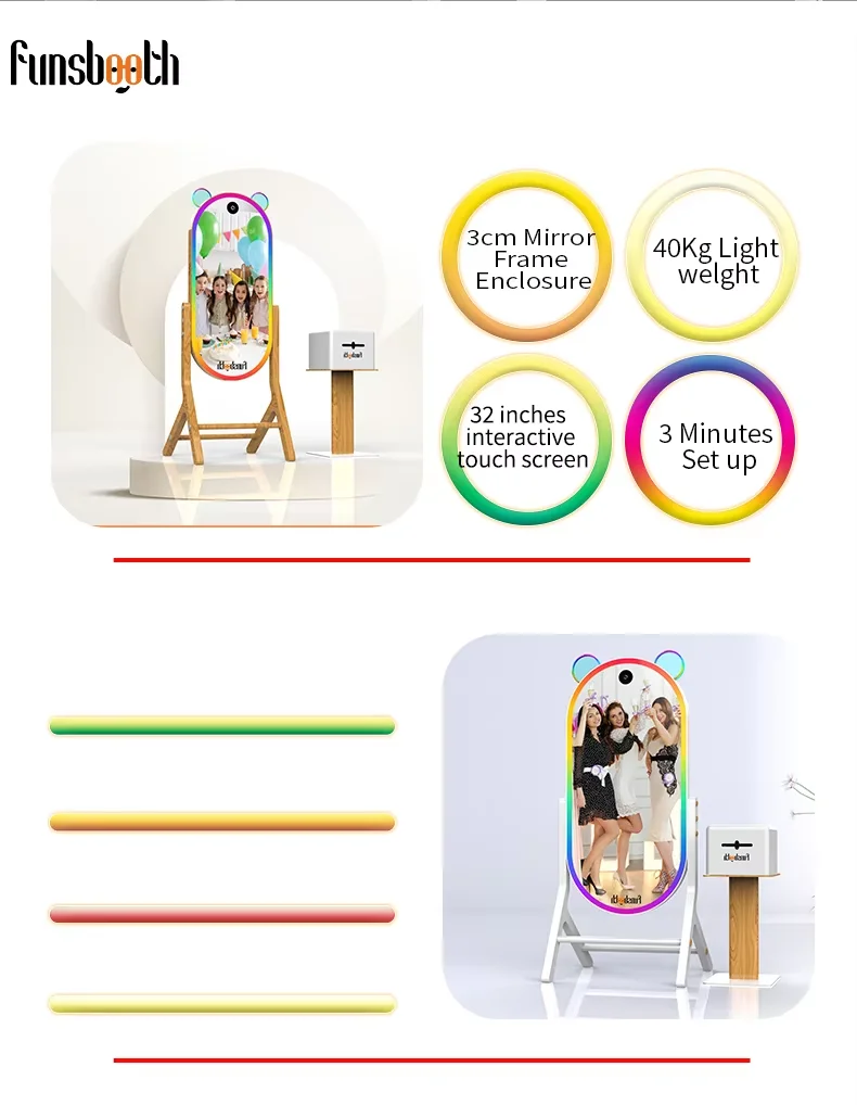 High Quality Full Color Cheap Touch Screen Photo Booth Kiosk Portable Digital Mirror Photobooth