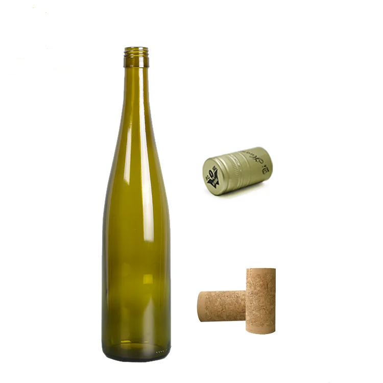 Cheap 750ml Rhine Antique Green Red Glass Wine Bottle with Screw Cap