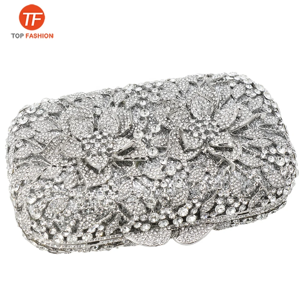 China Factory Wholesales Nice Crystal Rhinestone Clutch Evening Bag for Formal Party 2 Foral Clutch Purse