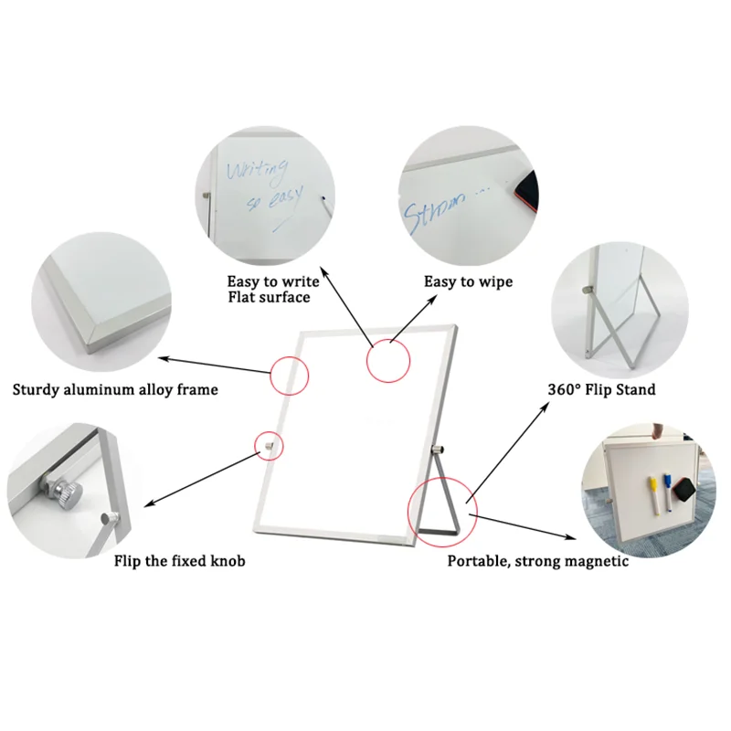 Portable Double-Sided Dry-Erase Tabletop Easel Board Mini Metal Whiteboard Stand Small Magnetic Desktop Easel