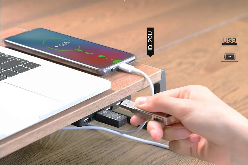 Upergo Space Saving Environmental Bamboo Monitor Laptop Riser Stand With USB