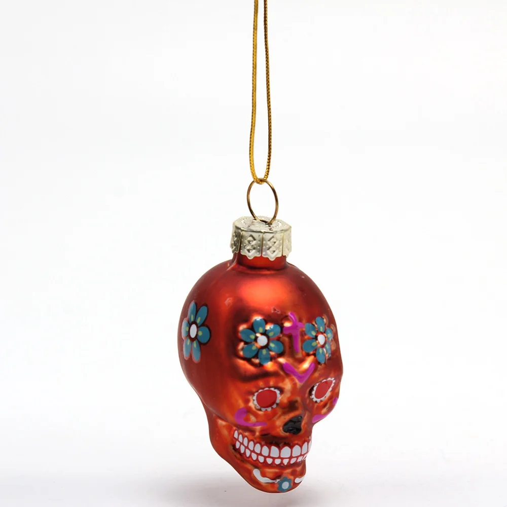 Small Glass Skull Pendant Halloween Decorations and Jewelry Glass Ornament for Holiday Supplies