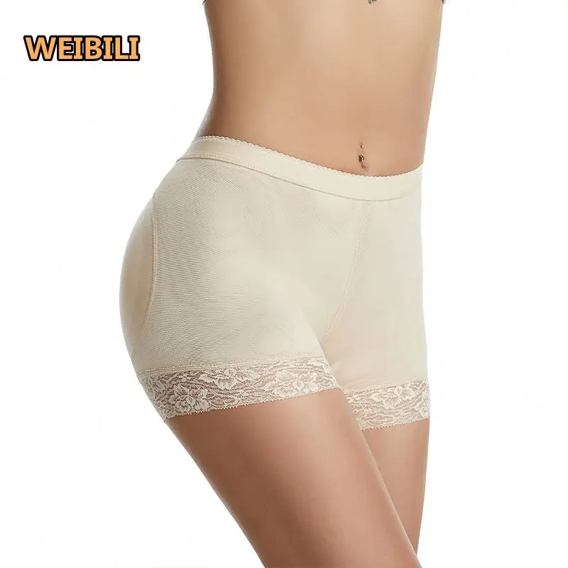 Women High Waist Lace Boyshort Pad Shorts Hip Enhancer Shapewear Butt Lifter Body Shaper Tummy Control Panties