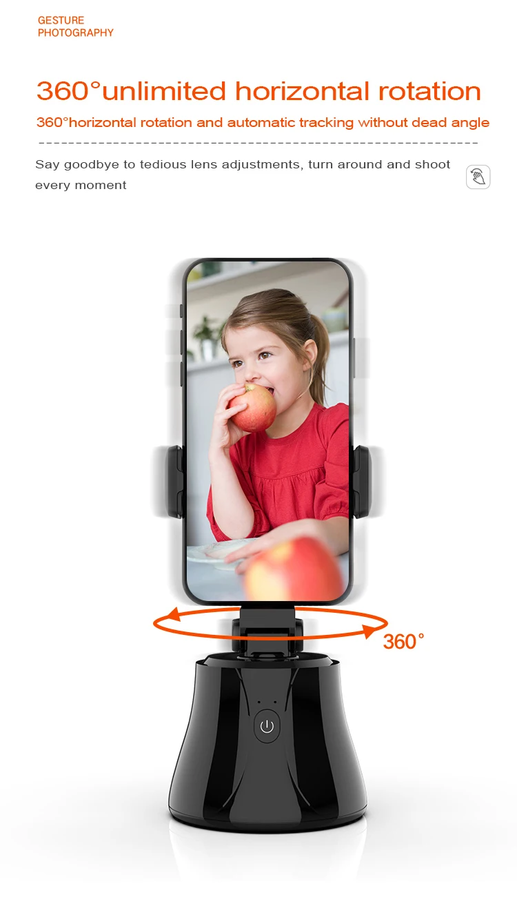 Hot selling 360 degree Rotation Smart Following Shooting Gimbal  Auto Face/body Tracking phone Holder selfie stick B6