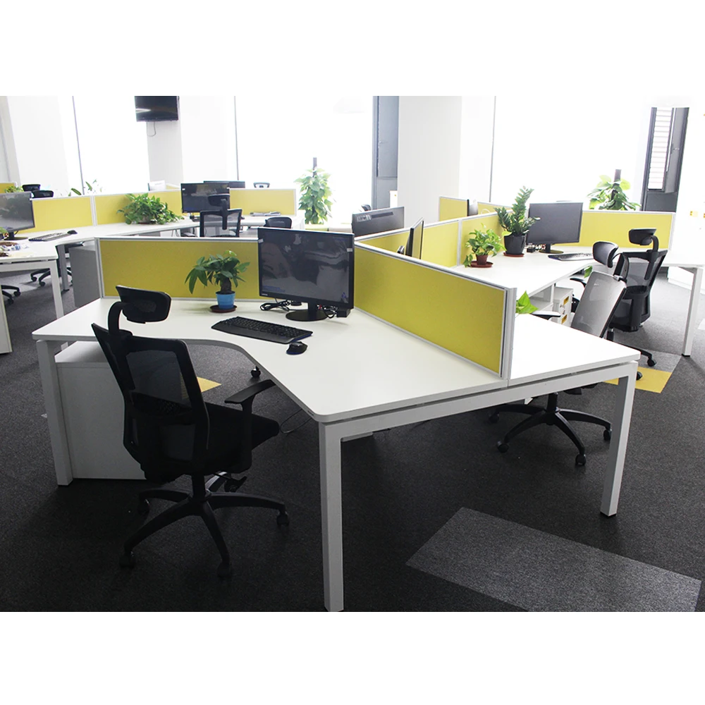 Hot sell customized made products 120 degree office workstation aluminium partition open office desk with metal adjustable legs
