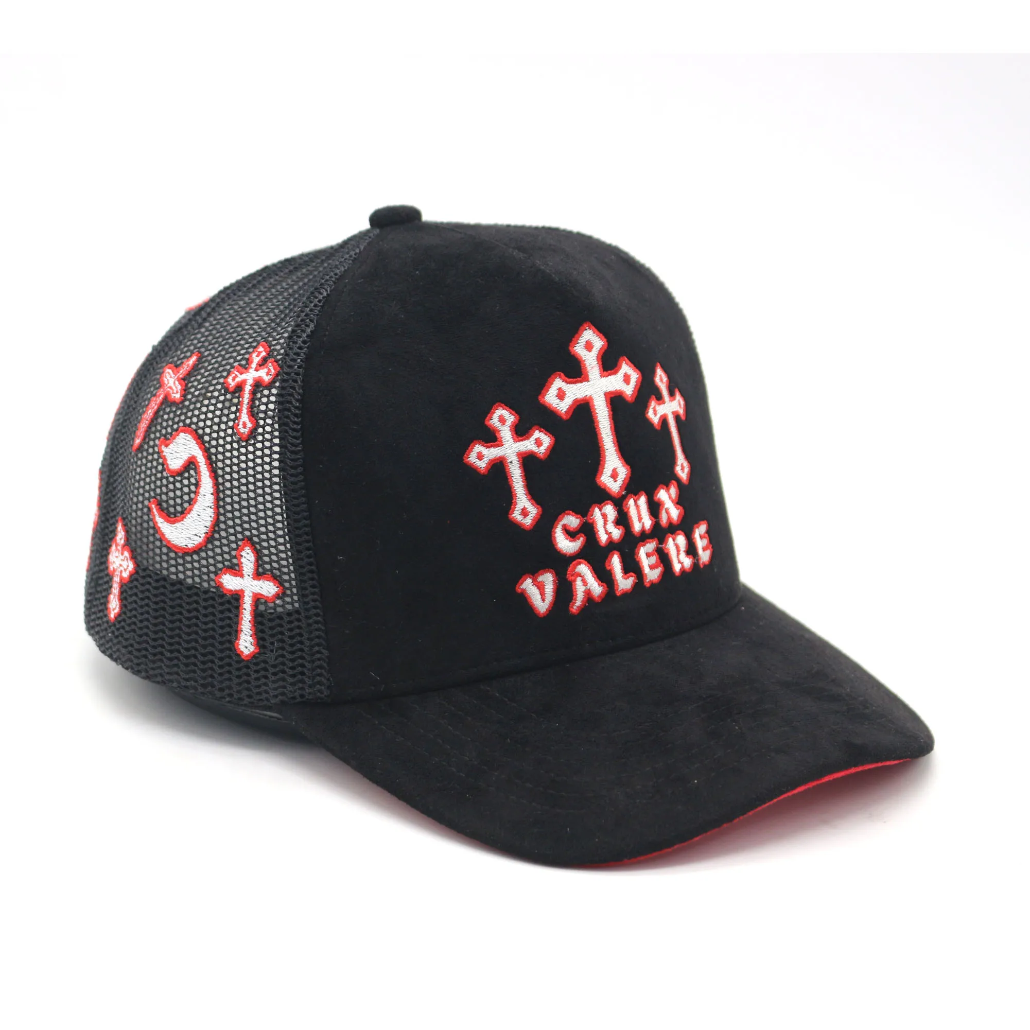 5 panel suede trucker hat with custom embroidery logo all cover hat factory price