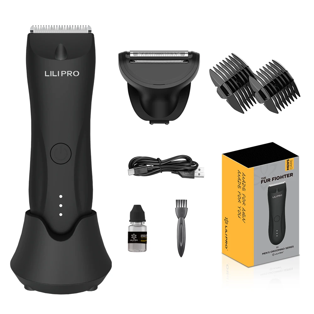 LILIPRO B9  Waterproof Intimate Shaver Replaceable Ceramic Blade Dual-Head Groin Trimmer for Men Ball Electric Body Hair Trimmer