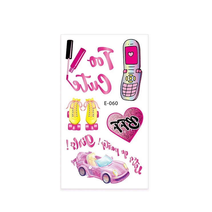 Pink Princess Face Body Arm Tattoos Stickers Kids Children Temporary Tattoo Stickers For Girls Party Decorations