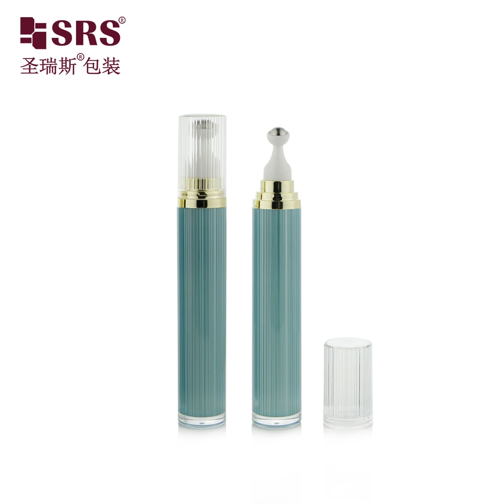 Morandi Color Series Ribbed Design Acrylic Double Wall 15ml 20ml Eye Cream Roll On Bottle