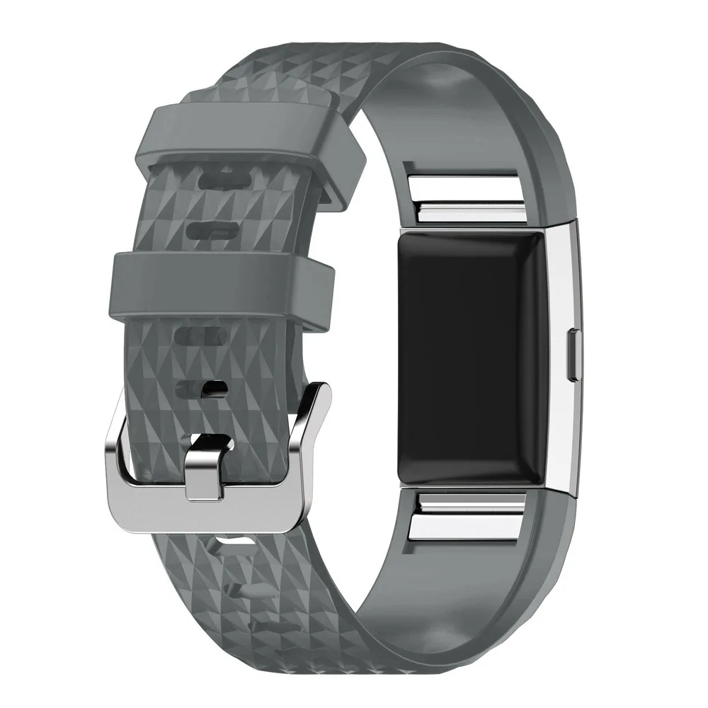 Qiman Diamond Pattern For Fitbit Charge 2 Band Soft Silicone Wrist Band Strap Smartwatch Bracelet For Fitbit Charge2 Small Large