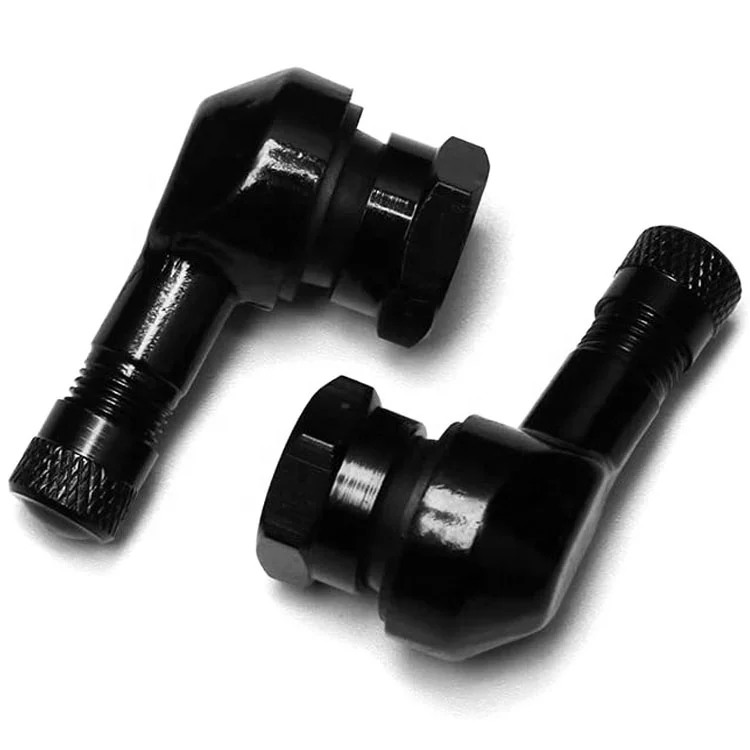 Black 90 Degree Angle CNC Motorcycle Valve Stems Tire 10mm Pair 11.3mm Rim Holes Wheel Aluminum Fit for Most Motorcycle