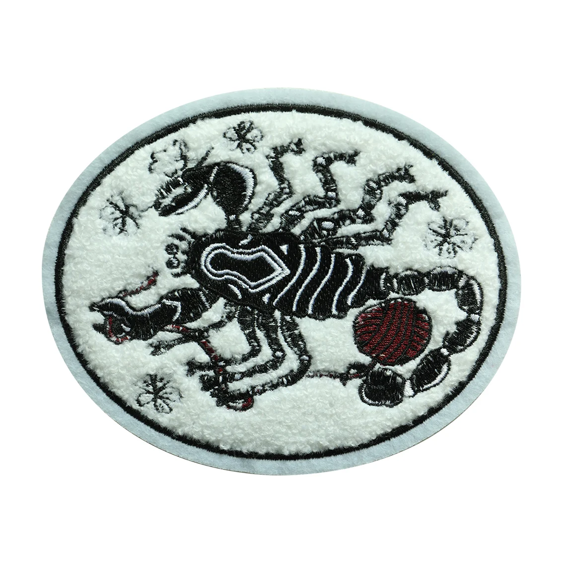 
Custom 3d Shoe Thick Chenille Embroidery Patches Kids New Design Oval Chenille Badge For Clothing 