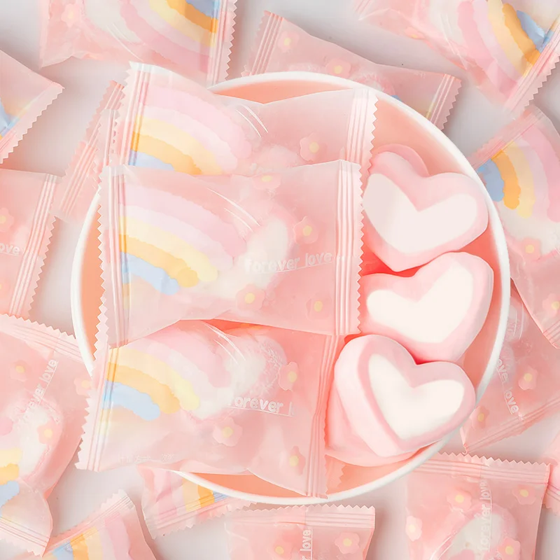Longke Rainbow Love Cotton Candy 500G Wedding Candy Wholesale Bulk Candy Snack about 68 Pieces
