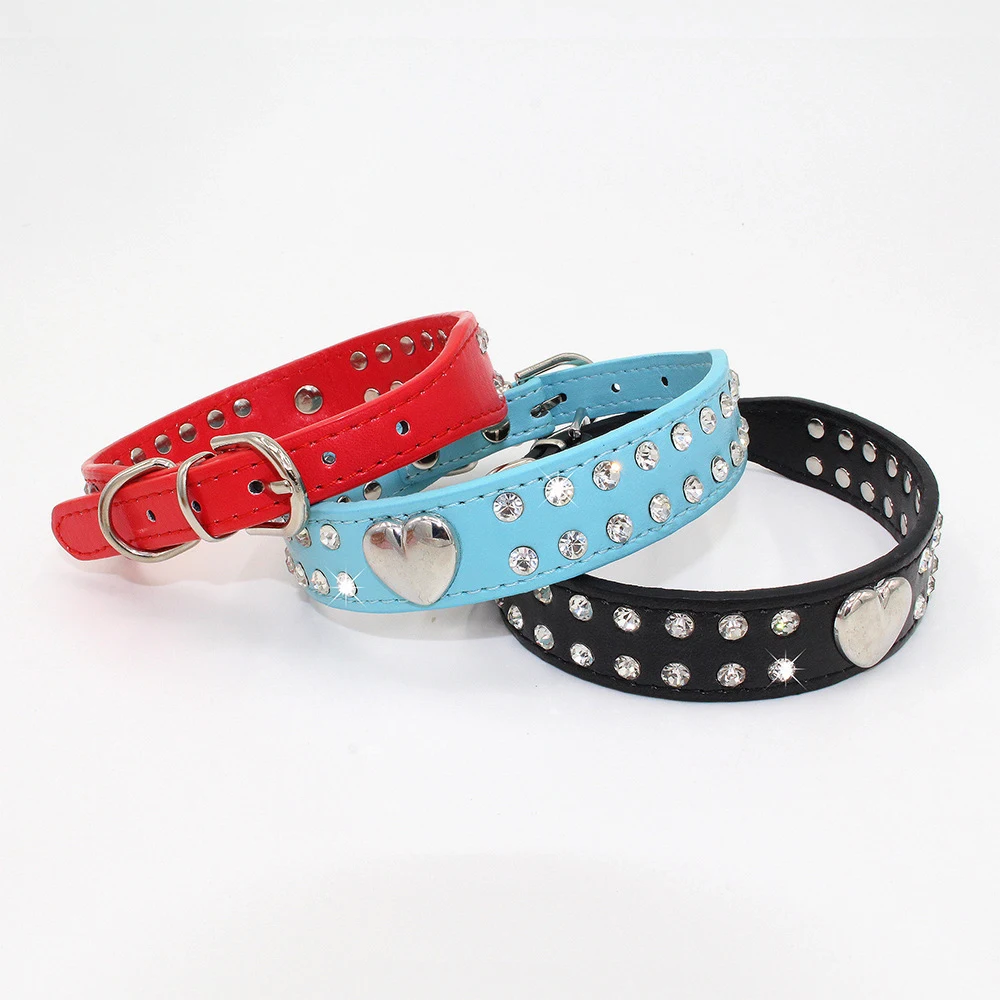 New Style Selling Dog Collar Shine Heart Rhinestone Puppy Collars Rhinestone Customized