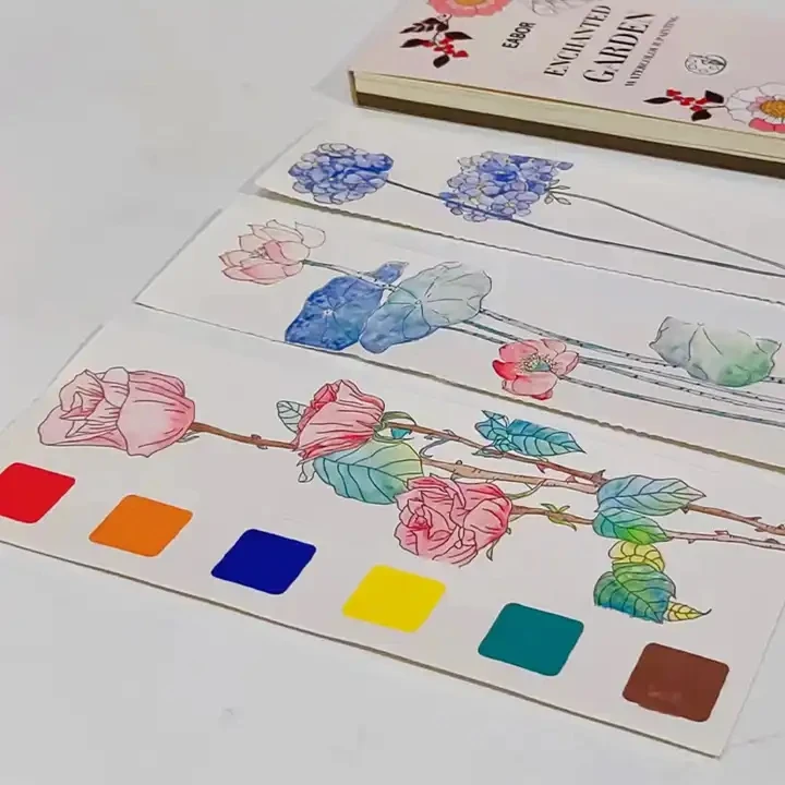 Pocket DIY  Watercolor Painting Book Set Watercolor Paint Book Travel Pocket Watercolor Kit Pocket Hand Book Stocking Goodie