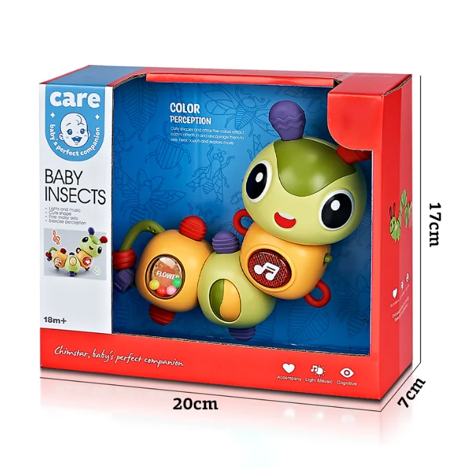 2023 Hot selling fun baby sound and light rotating caterpillar early education bell wholesale plastic gift toys