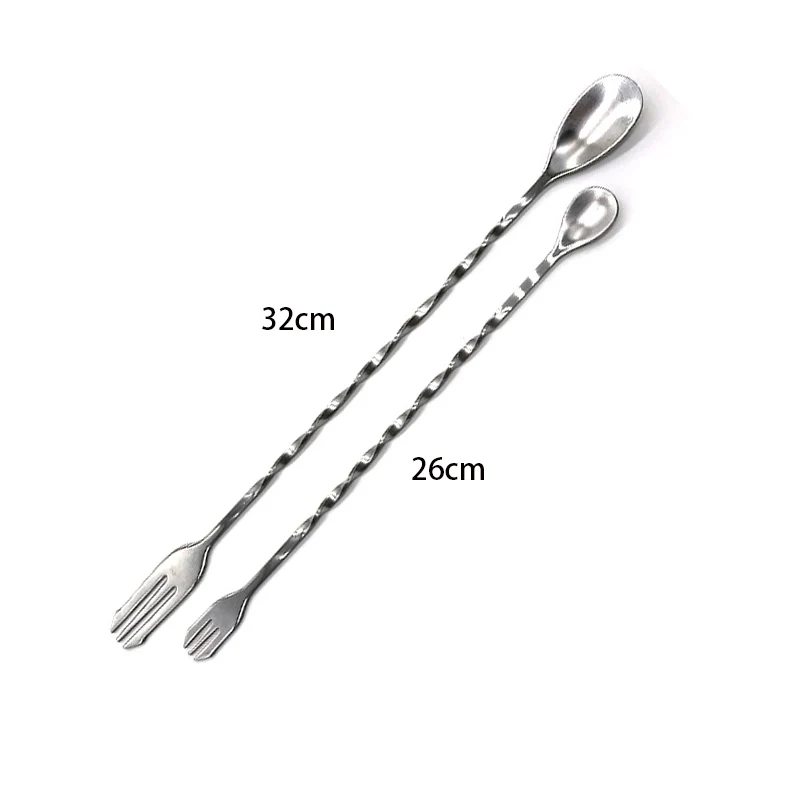 Ready to Ship stainless steel bar tool mixing spoon fork muddler swizzle standing stick cocktail stirrer