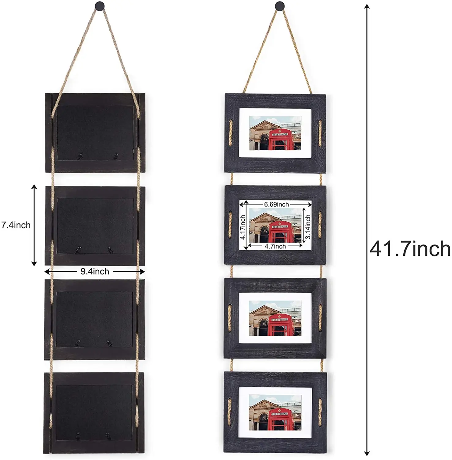 Vintage Collage Hanging Picture Frame Solid Wood Photo Frame 4 Frame Set