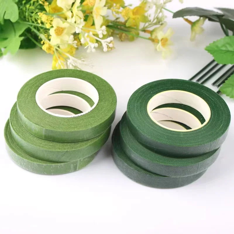 Factory Wholesale 1.2CM*30y Crepe Paper Adhesive Flower Seal Tape for Bouquet Stem Wrapping Packing