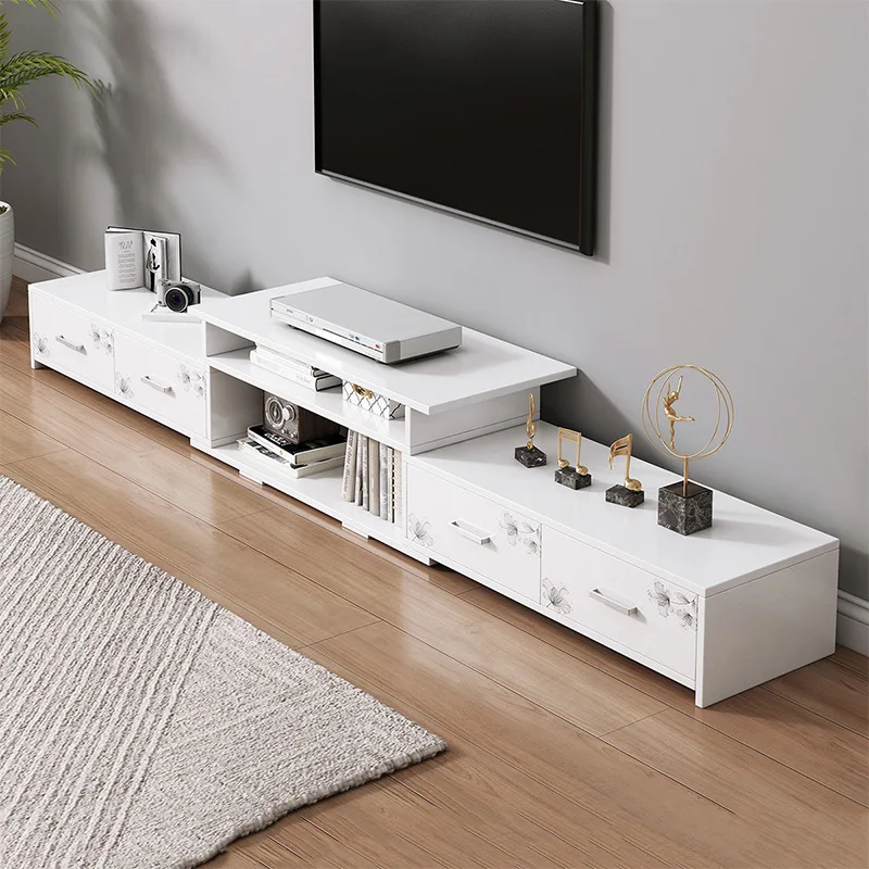 Luxury Modern Home White TV Cabinet with Divider Wood New Design Wall Unit for Living Room Bedroom Hotel Hall Home Furniture