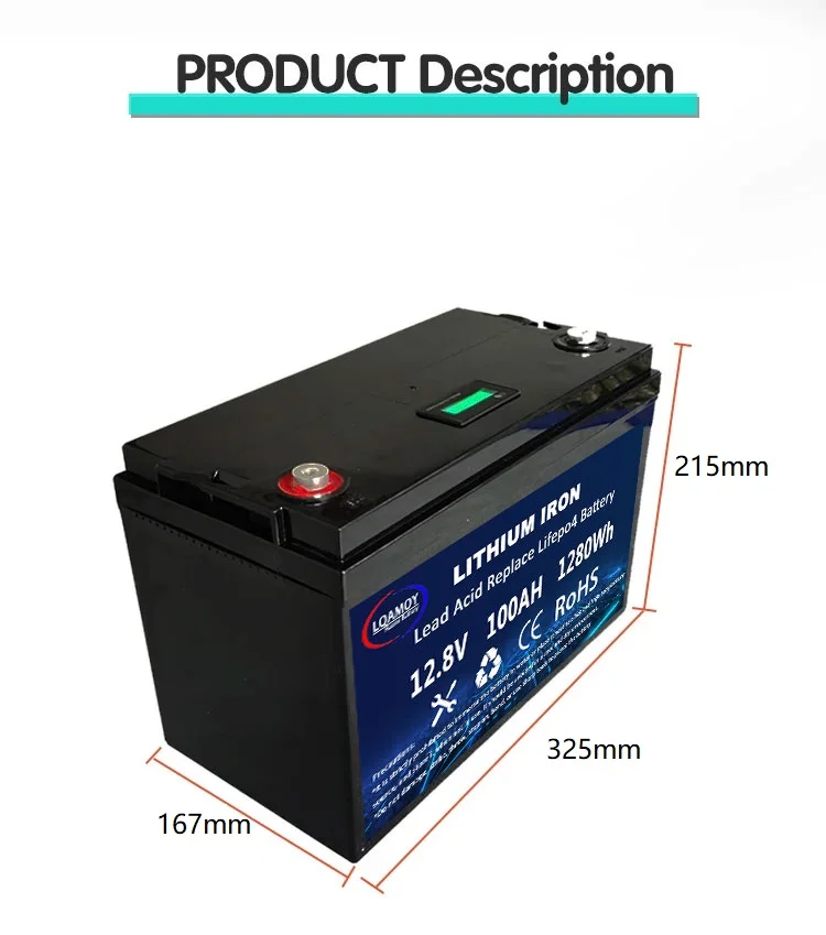 Lifepo4 Lithium Iron Phosphate Battery Pack 12v 100ah With Bms For Rv Electric Car Scooter Motorcycle Boat Deep Cycle Life
