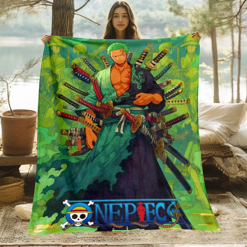One Pieced HD Printed Blanket Lightweight Flannel Throw for Sofa Bed Travel Camping Livingroom Office Couch Chair