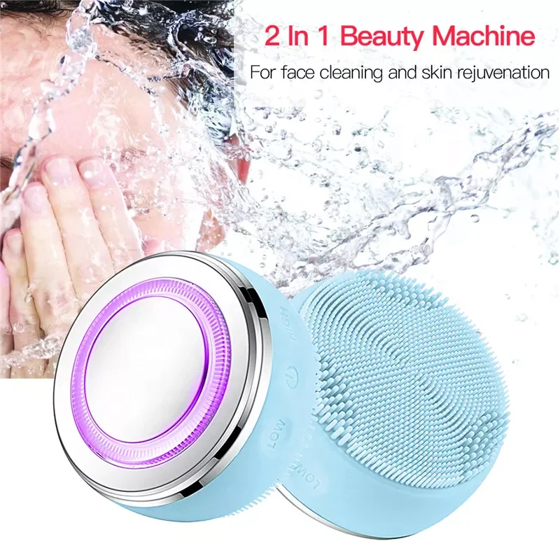 Liman Electric Facial Cleansing Brush Silicone Facial Cleaning Brush Face Brush for Pore Cleaner Heating IPX 7 Waterproof