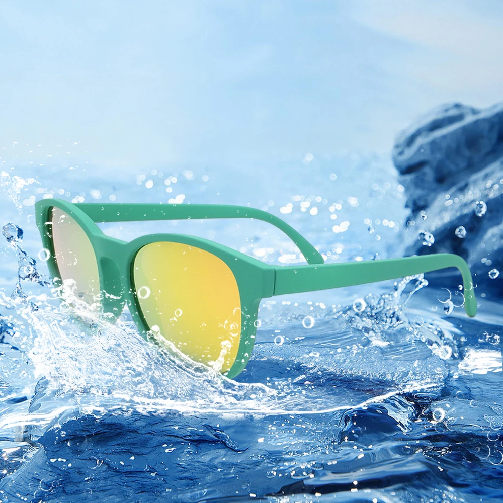 2023 newest trendy round Light-weight TAC lens custom logo floating sunglasses polarized