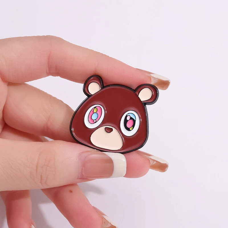 American Rapper Q Version Enamel Brooch Kanye West Wears Cartoon Backpack Badge Clothing Accessories Gift Jewelry for Friends