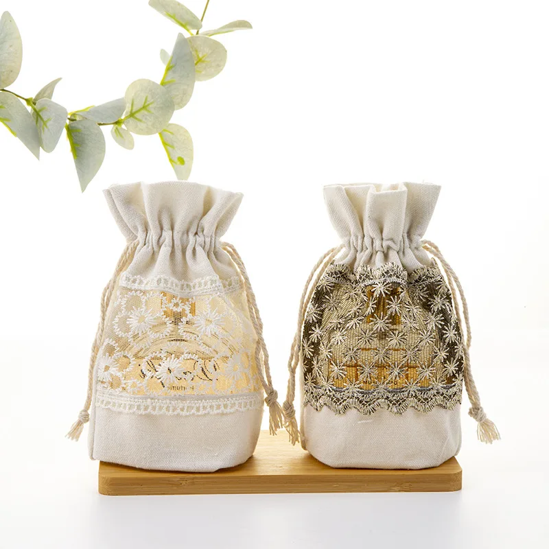 10x14cm Transparent Gift Bag White Lace Mesh Clear Make UP Perfume Jewelry Small Pouch Bag Drawstring Packaging Bags
