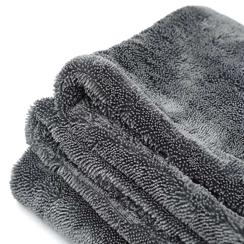best quality black twisted loop microfiber dry cloth microfibre towels car wash detailing drying towel 1400gsm 2000gsm