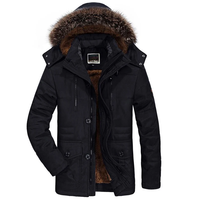 5XL 6XL Fur Collar Hooded Men Winter Jacket 2022 New Fashion Warm Wool Liner Man Jacket and Coat Windproof Male Parka Snowjacket