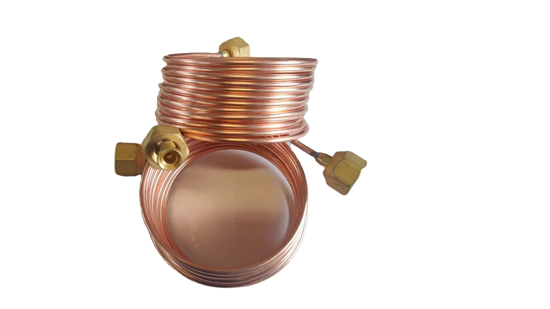 Copper Capillary Tube with Bass Nuts Connecting Coil Pipe Refrigeration Soft Flexible Copper Capillary Tube