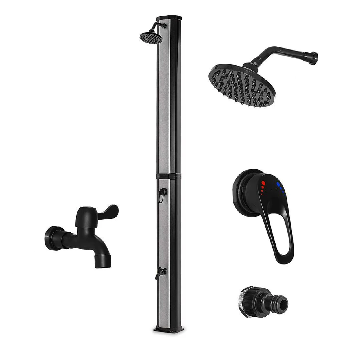 CYEN 2022 NEW 35L PVC Body Courtyard Swimming Pool Side Beach Side Outdoor Garden Shower with Black Rain Shower  & Faucet