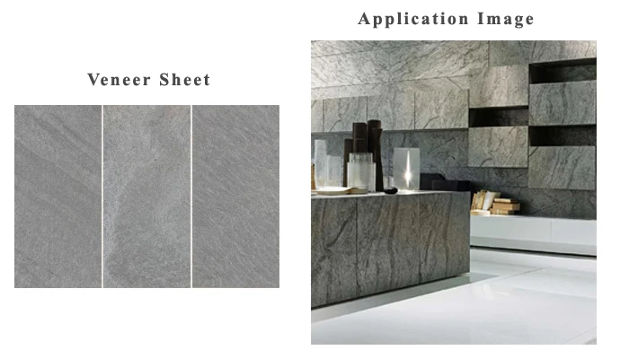 Steel Gray Marble Veneer Mica Laminated Sheet Stone Decorated Laminated Wall Cladding High Quality Exclusive Marble Veneer