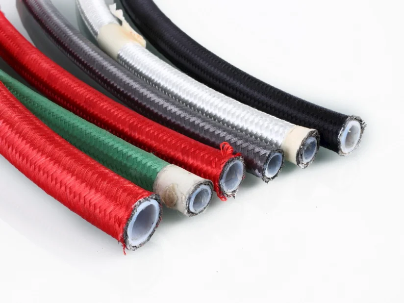 High quality O.D 6.35mm I.D 3.56mm cotton yarn 304 wire s.s stainless steel braided ptfe fuel hose for motor