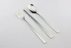 Korean style soup spoon reusable portable  fork chopstick metal stainless steel reusable wedding cutlery set